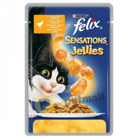 Пауч с пилешко, моркови и ароматно желе PURINA FELIX Sensations 85гр. - за котки в зряла възраст